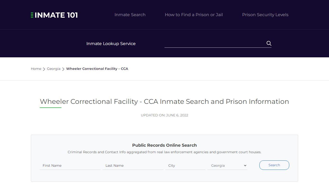 Wheeler Correctional Facility - CCA Inmate Search ...